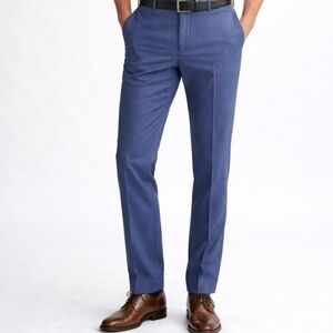 Men's Hugo Boss Wool Pants 40R Blue Flat Front Lightweight